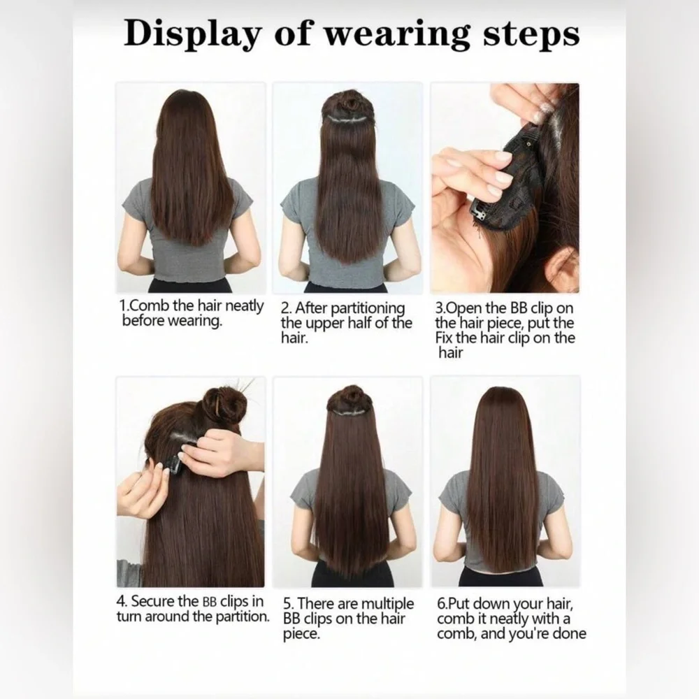 One Piece Black Hair Extensions — 22” Long | Natural Wave | Clip-In Volumizer